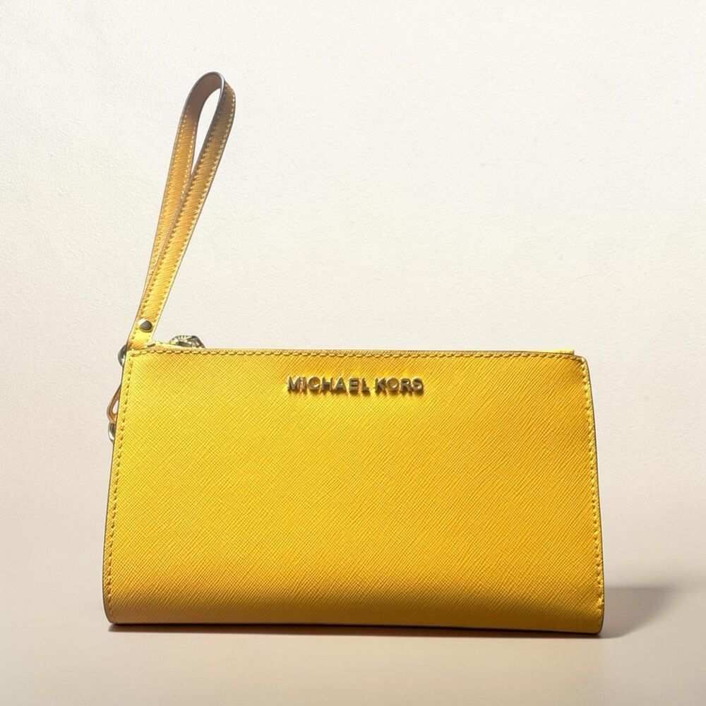 Michael Kors Jet Set Saffiano Leather Double Zip Phone Wristlet Wallet